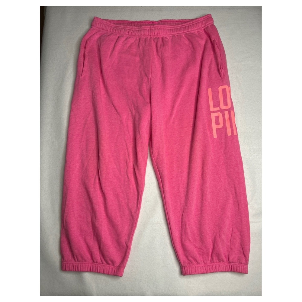 PINK Victoria's Secret Crop Sweatpants 2014 Graphic‎ Logo Lounge Pants Medium